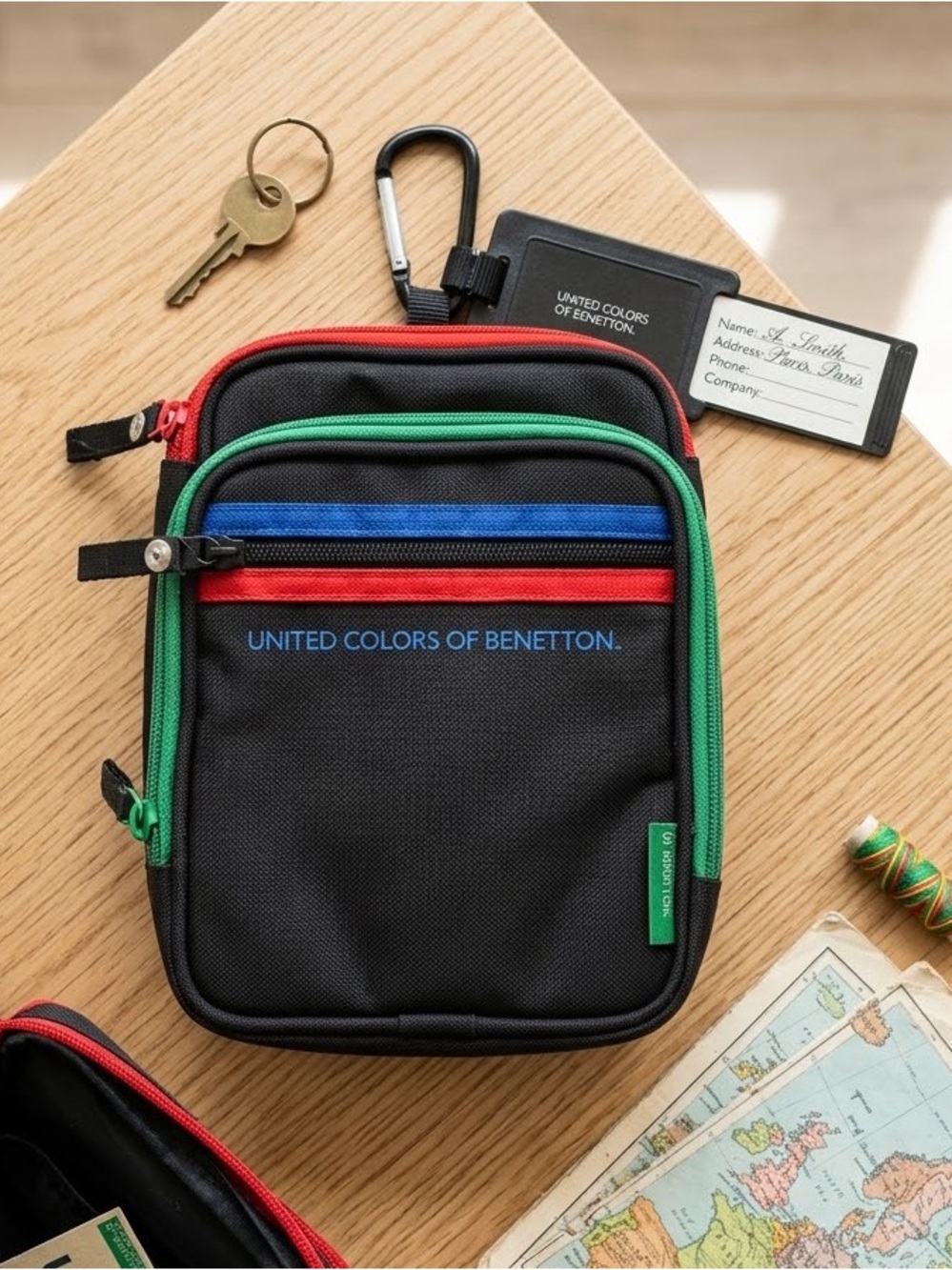 Vintage United Colors of Benetton Colorblock Travel Pouch / Bag